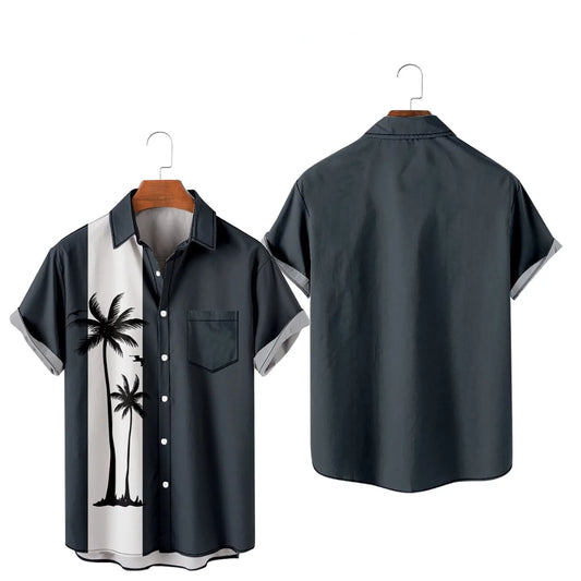 Men'S Summer Trendy Hawaiian Style Short Sleeve Casual Shirts Mens T-Shirts Shirts for Men Fashion Mens T Shirts Casual Navy,S