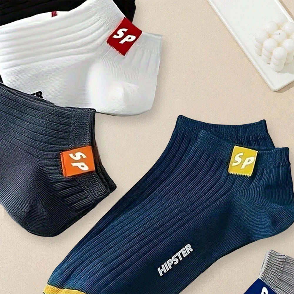 5 Pairs Women Short Socks Trendy and Versatile Letter Boat Socks Shallow Mouth Comfortable Soft and Breathable Casual Socks