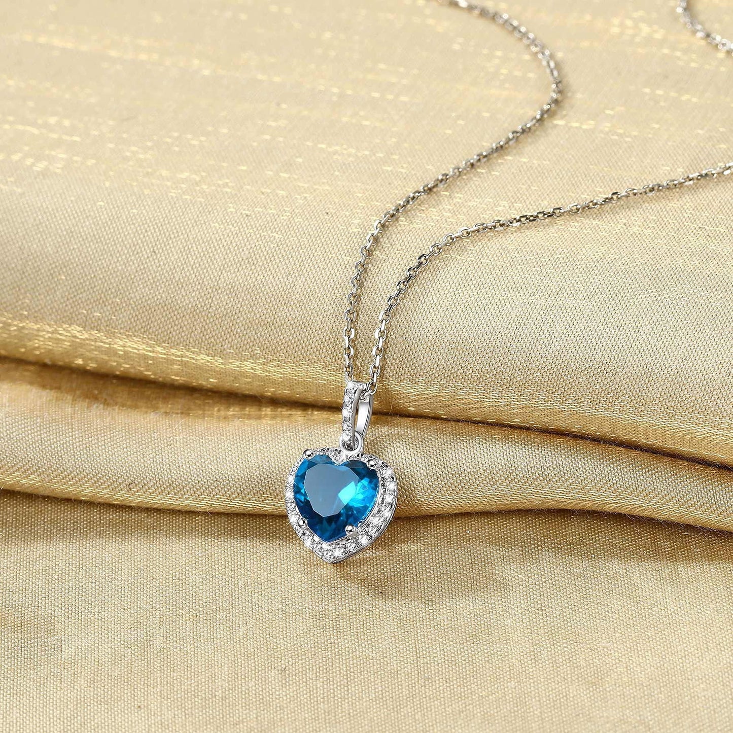 December Birthstone Turquoise Pendant Necklace – 925 Sterling Silver Heart Choker with CZ Accents – Elegant Gift for Women, Wife, Mom, or Daughter