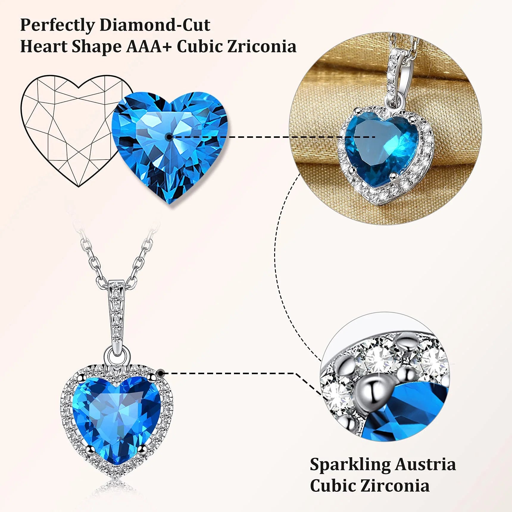 December Birthstone Turquoise Pendant Necklace – 925 Sterling Silver Heart Choker with CZ Accents – Elegant Gift for Women, Wife, Mom, or Daughter